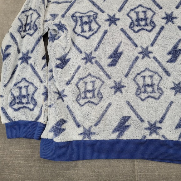 Harry Potter Fuzzy Pullover Hogwarts Symbols Graphic Print Sweatshirt Large - Picture 7 of 12